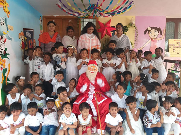The children were told about the birth of Lord Jesus and the legend of Santa Claus. The spirit of giving and sharing was inculcated among the tiny tots as they exchanged exquisitely packed gifts with each other and played games. |Christmas celebrations - Thudiyalur